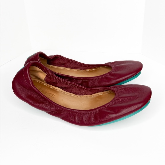Tieks Gavrieli Size 7 Leather Ballet Flats Slip On Shoes Burgundy Wine Red - Picture 1 of 10